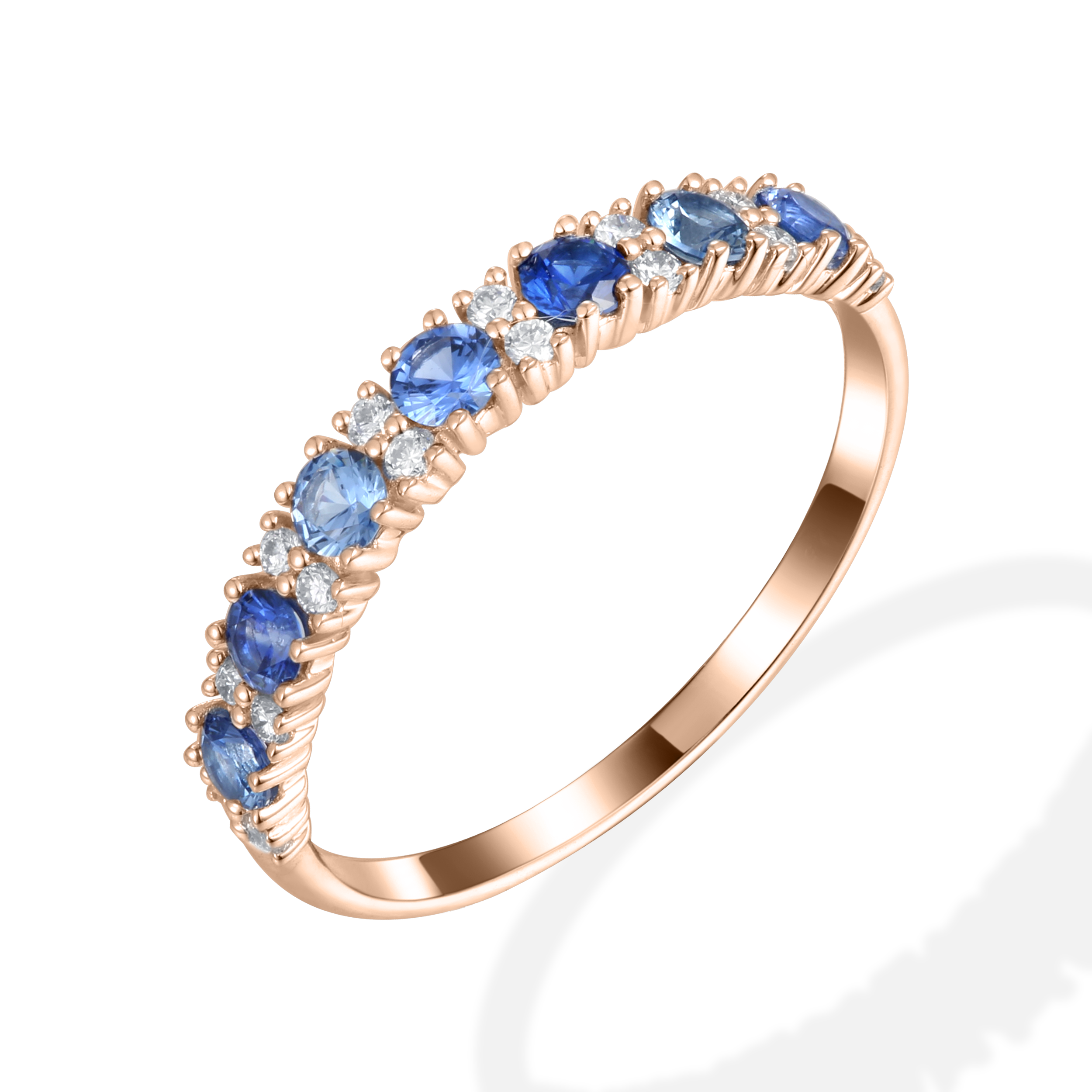 Garden blue sapphire diamond ring